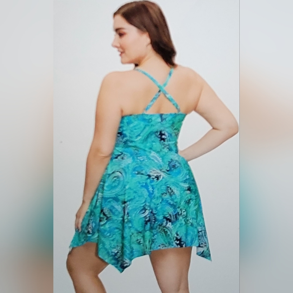 NWT hanna nicole two piece tankini boy short swimdress plus size 28w - Picture 5 of 14